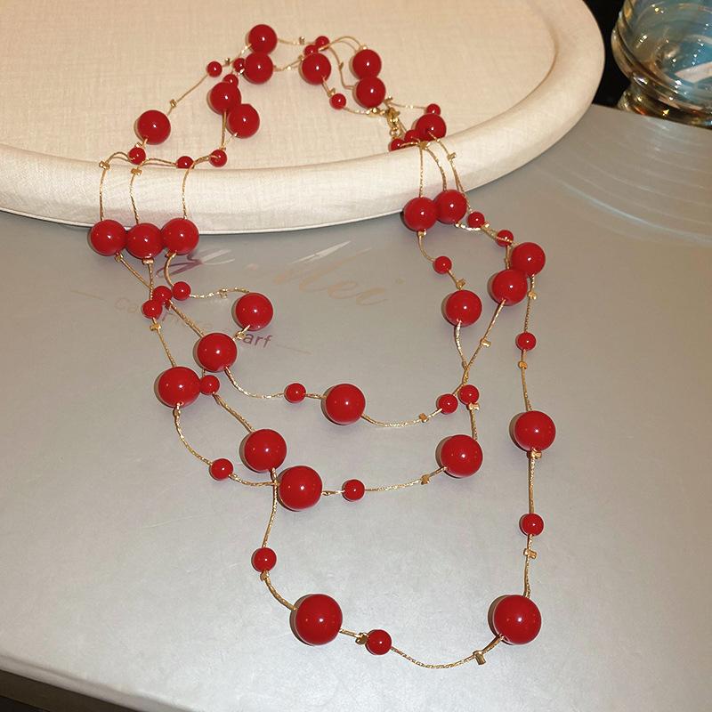 Элегантное и очень длинное ожерелье, модная и универсальная цепочка для свитера, ретро и элитный аксессуар.