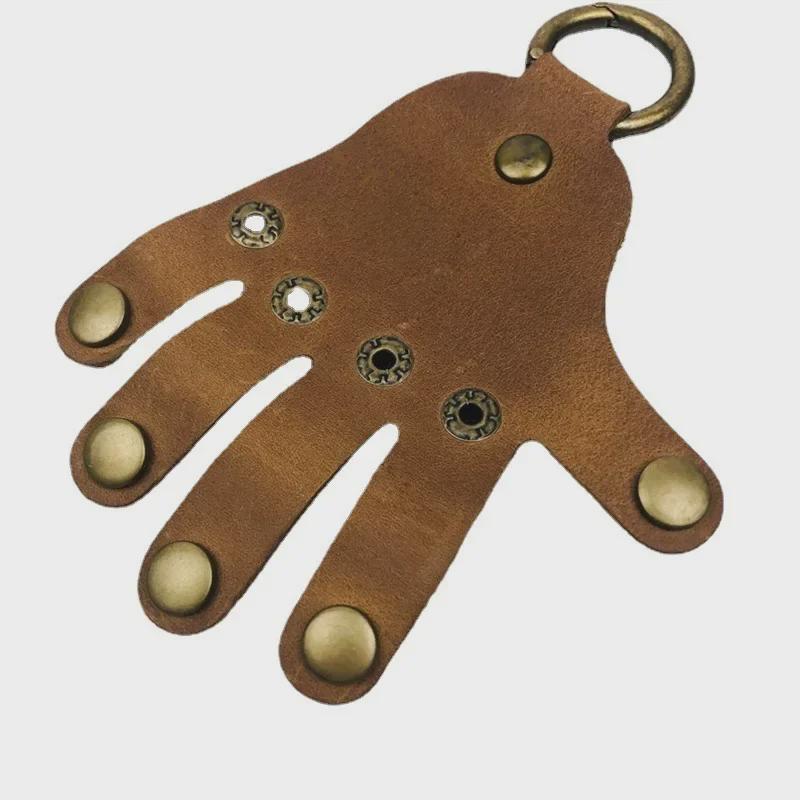 Palm-Shaped Keychain Pendant In Leather