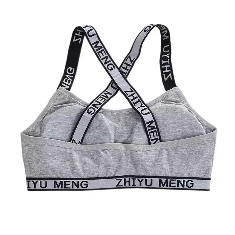 Спортивный бюстгальтер для девочек-подростков, нижнее белье для полового созревания, спортивный бюстгальтер для девочек-подростков, нагрудник из хлопка для молодых