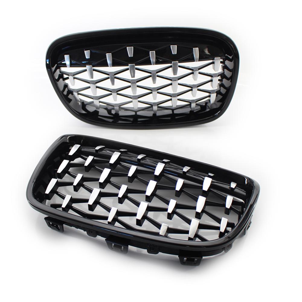 Chrome Black Diamond Kidney Grille Grill 1 Pair Outdoor Anti-resistance Repairing Parts for BMW 1 Series F20 F21 2011-2014
