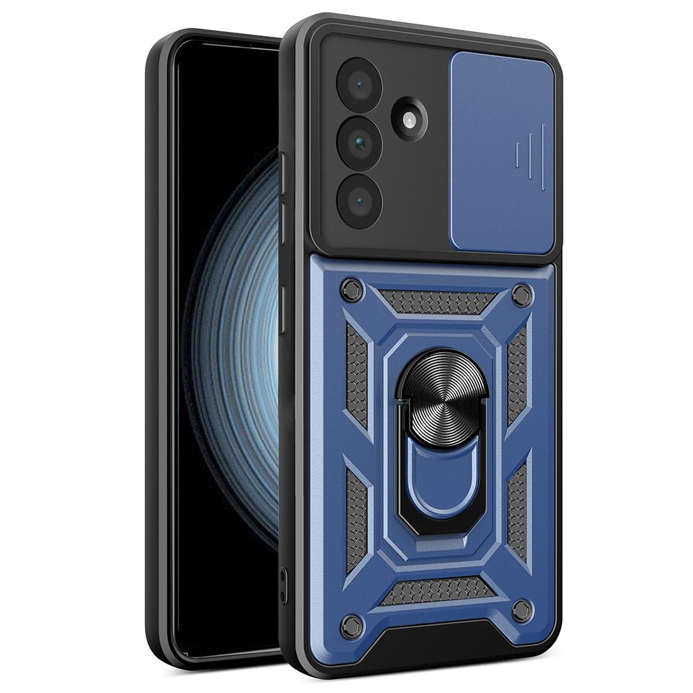 For Samsung Galaxy A36 5G Case with Slide Camera Lid PC+TPU Kickstand Phone Cover