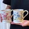 Дизайн Чувство Чашка Высокий Конец Ретро Стиль Масляной Живописи Перезвон Цветок Кружка Керамическая Чашка для Воды Женская Дом Офис Кофейная Чашка