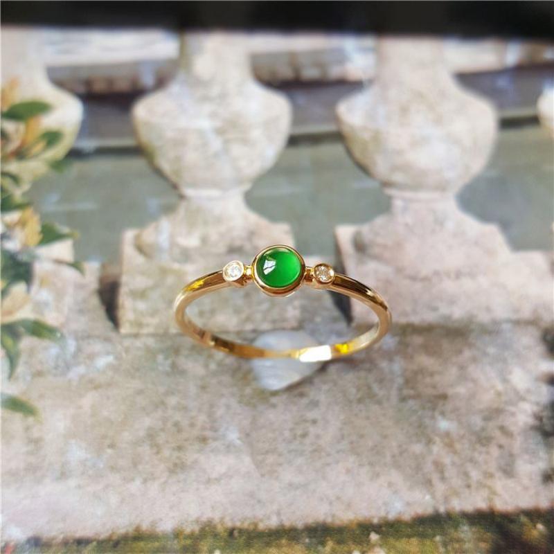 Новинка в натуральном зеленом халцедоне круглые мини-кольца для женщин минималистский дизайн классические подвески украшения для вечеринок регулируемые