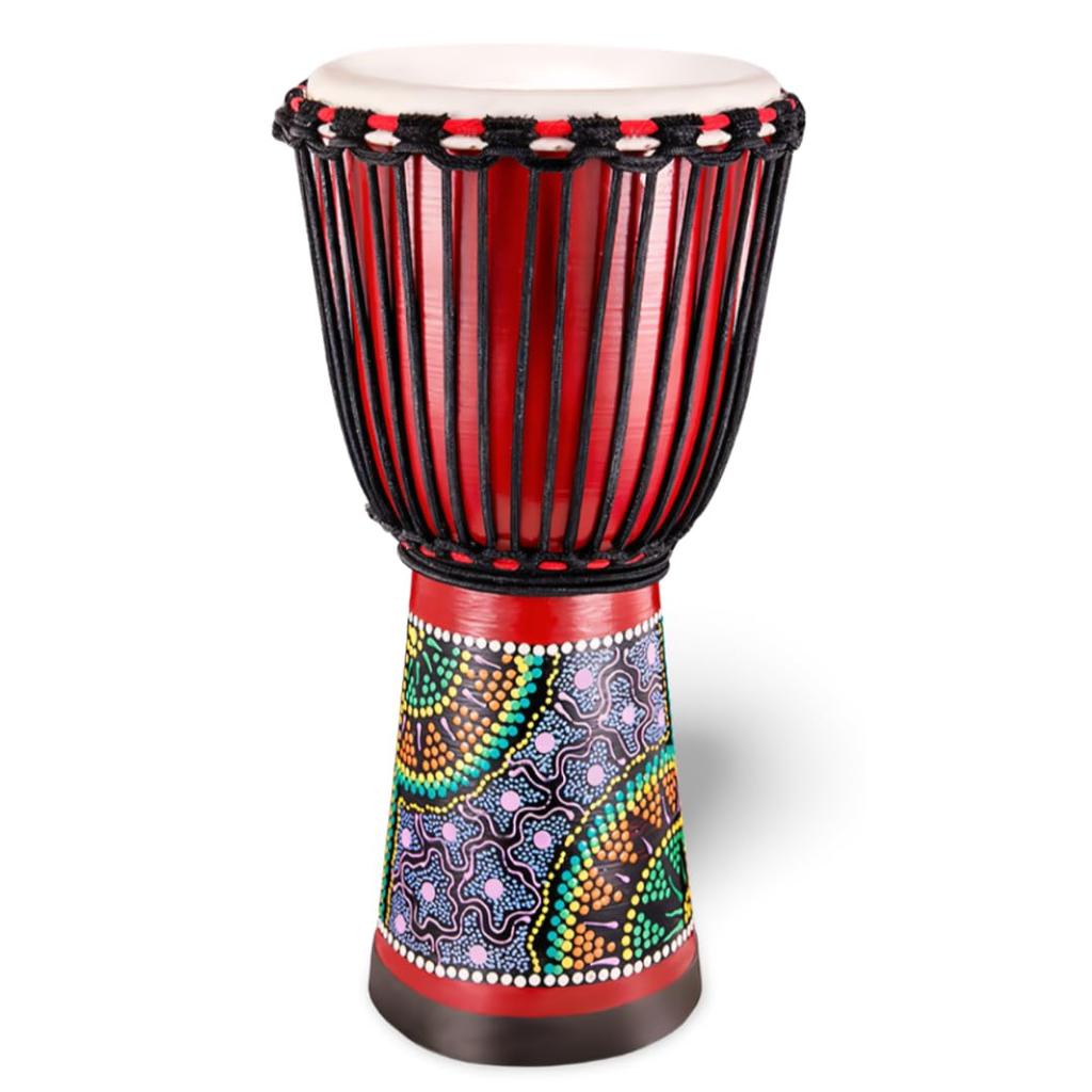 Uccellino Djembe Folk Instrument for Hand Drum 40cm 8-inch Children, Figurine, (Red)