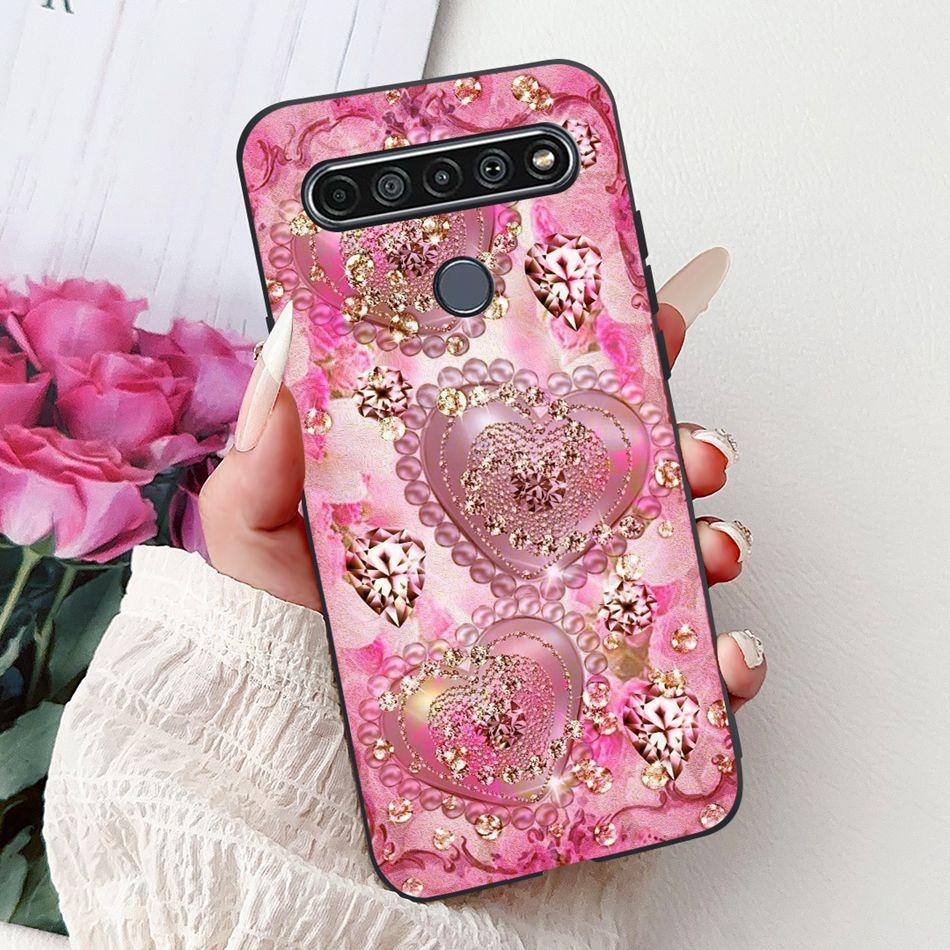Для LG K41S K51S 2020 Элегантный Чехол для Телефона с Цветочным Котом, Для LG K41S K51S LM-K410 LM-K510 Черный Силиконовый Мягкий Чехол