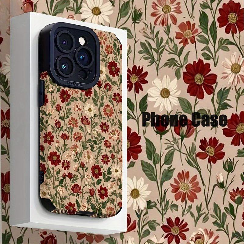 Чехол для телефона с ретро-цветочным узором, подходит для iPhone 14 13 12 11 7 8 Pro/ Max /Plus X XS XR, противоударный и защищающий от падений
