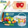 Wooden Play Food for Kids Kitchen Cutting Fruits Toys for Toddlers Pretend Vegetables Gift for Boys Girls Educational Toys