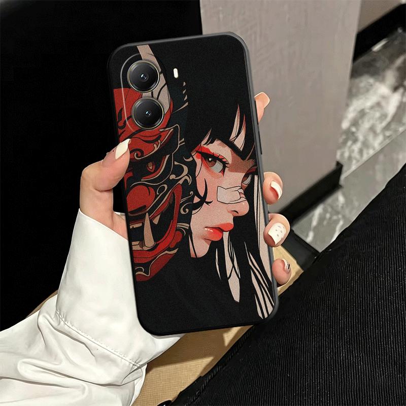 Японская маска Они Девушка Мягкий чехол для телефона для Xiaomi Poco X5 X6 X7 X8 Pro Max X3 F7 F8 Ultra M8 M7 M6 M5 Redmi 15 15C 14C 13C 12C X