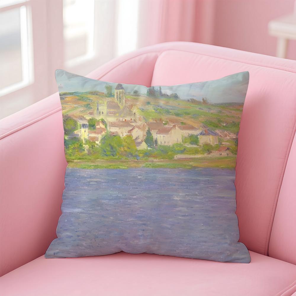 OOscarClaude Monet Cushion Cover Pillow Case Soft Skin Friendly Fabric Comfort Concealed Zipper