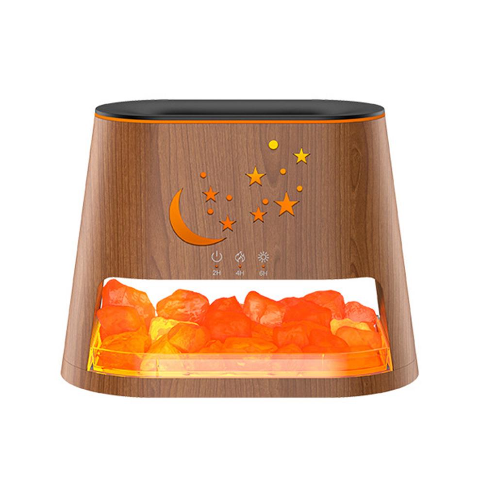 USB Salt Stone Flame Diffuser 3D Fire Effect Air Humidifier with 7 Color Lights for Home/Office Desktop