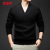 Hengyuanxiang Men's Thickened V-Neck Knit Sweater