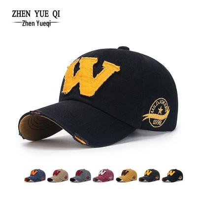 Рваная 3D нашивка с буквой W бейсболка: Повседневная шляпа с козырьком от солнца для мужчин и женщин