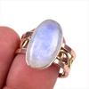 Natural Rainbow Moonstone Gemstone 925 Sterling Silver Two Tone Ring Size 9 D3w11