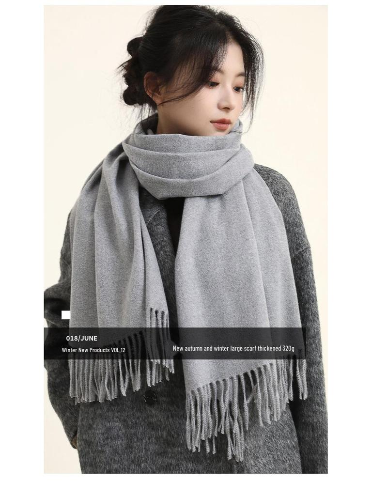Women's Winter Japanese & Korean Solid Color Shawl - Premium Imitation Cashmere, Custom Logo, Long Autumn/Winter Scarf