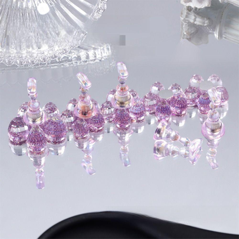 Press On Nail Tip Practice Stand Crystal Flower Shape Aurora Nail Showing Shelves Beginner