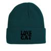 LOVE CAT" Print Knit Cap Beanie, Animal Man Cap Windproof Candy Color Trendy Pompom Beanies Knitted Hat Beanie