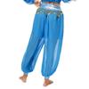 Womens Belly Dance Costume Chiffon Bloomers Plastic Beads Tassels Metallic Ruched Waistband Side Split Pants