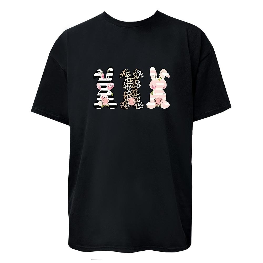 Easter Bunny Flower Tee Unisex Colorful T-Shirt Women Men Graphic Easter Tee Unisex T-Shirt