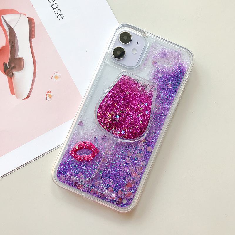 Динамический силиконовый защитный чехол для Vivo Red Lip Wine Glass S9 Quicksand Y7S Y93 Liquid One Piece Delivery Mobile Phone Case