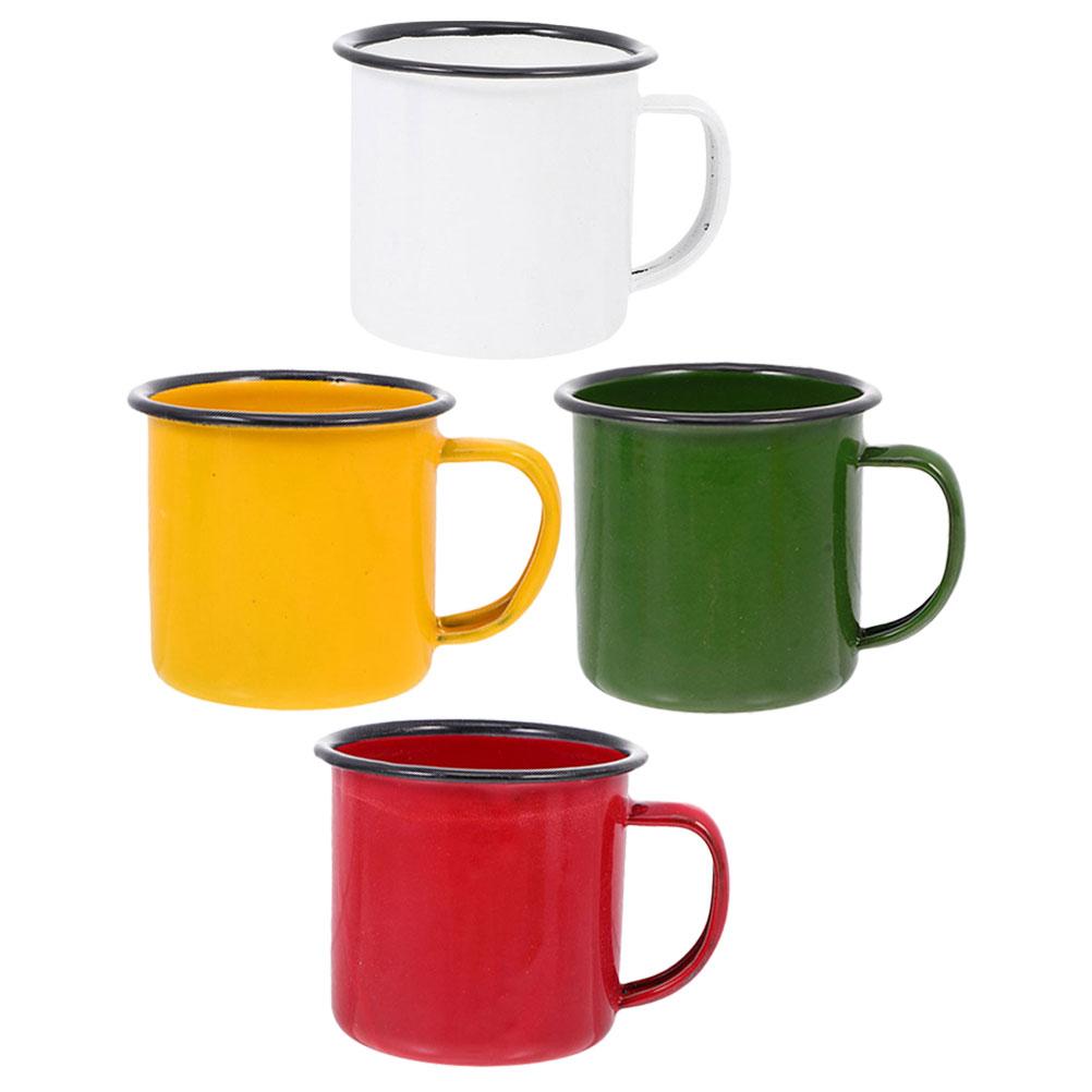 4 Pcs Travel Cup Retro Enamel Mug Water Coffee Set Old Style Office Breakfast Mugs