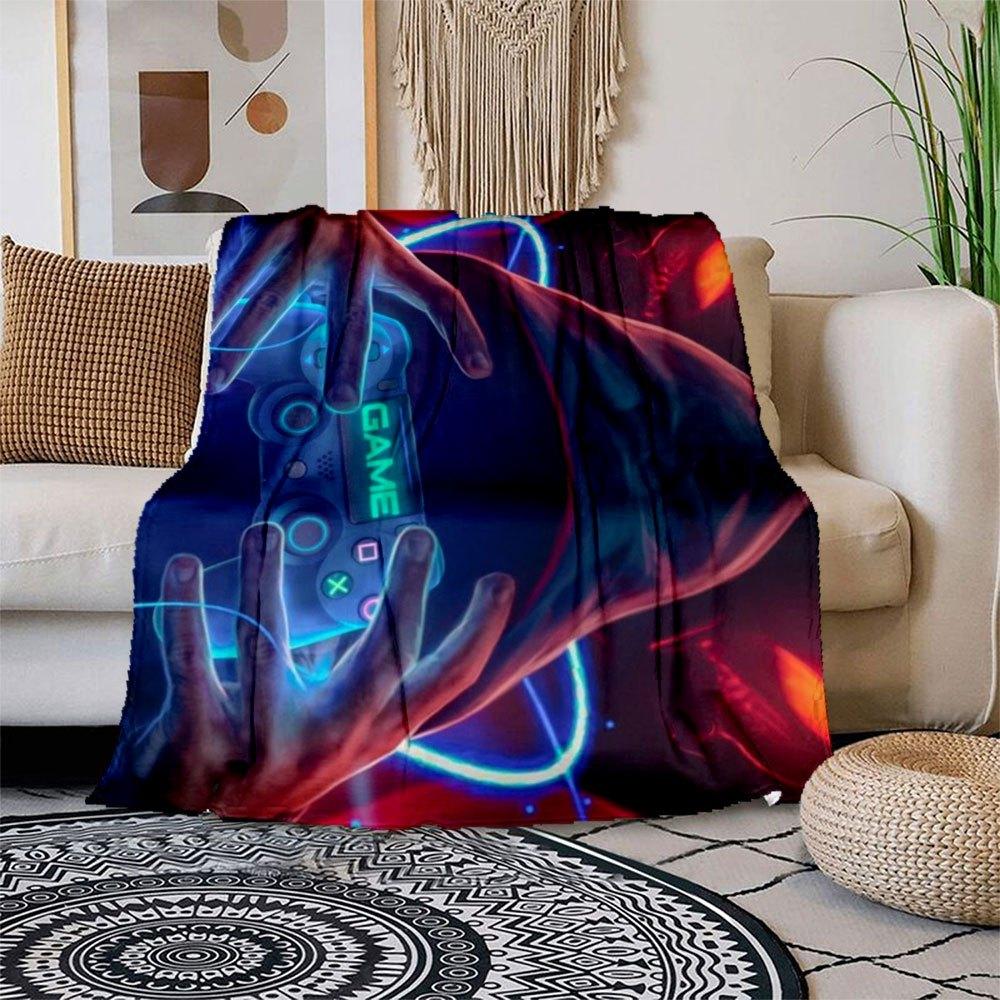 "Neon Gaming Controller Hoodie - Gamer Style"Blanket Flannel Throw Blanket for Sofa, Bed, Travel, Camping, Office, Couch, Chair, And Bed Gif