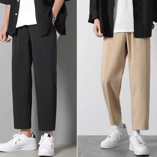 Мужские брюки с эластичным поясом, уличная одежда, тонкие стильные повседневные брюки с прямыми штанинами, популярные универсальные 3D кройки