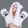 Warm Scarf Gloves Hat Set Fluffy Plush Plush Hooded Windproof Animal Hat  Children