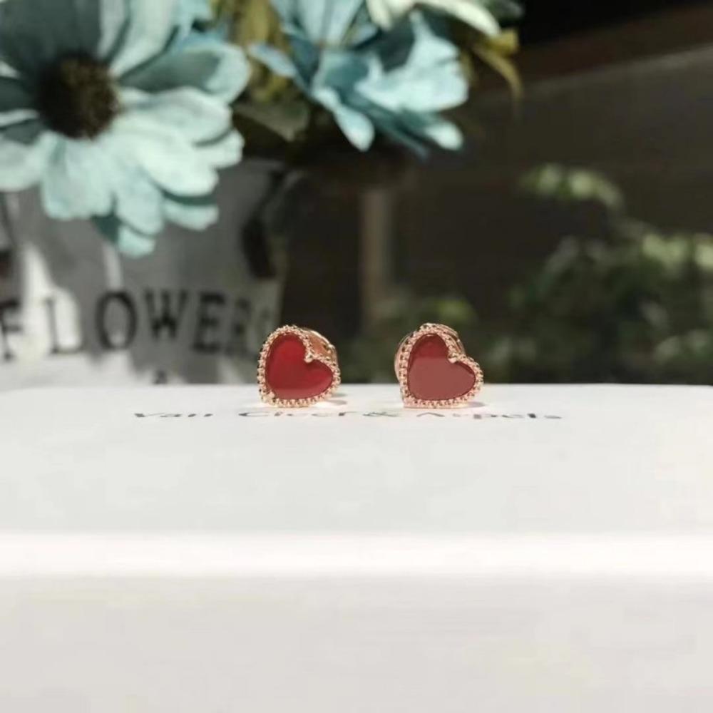 9mm Four-leaf Clover Mini Earrings Red Black Agate White Shell New Arrival Ladies Earrings