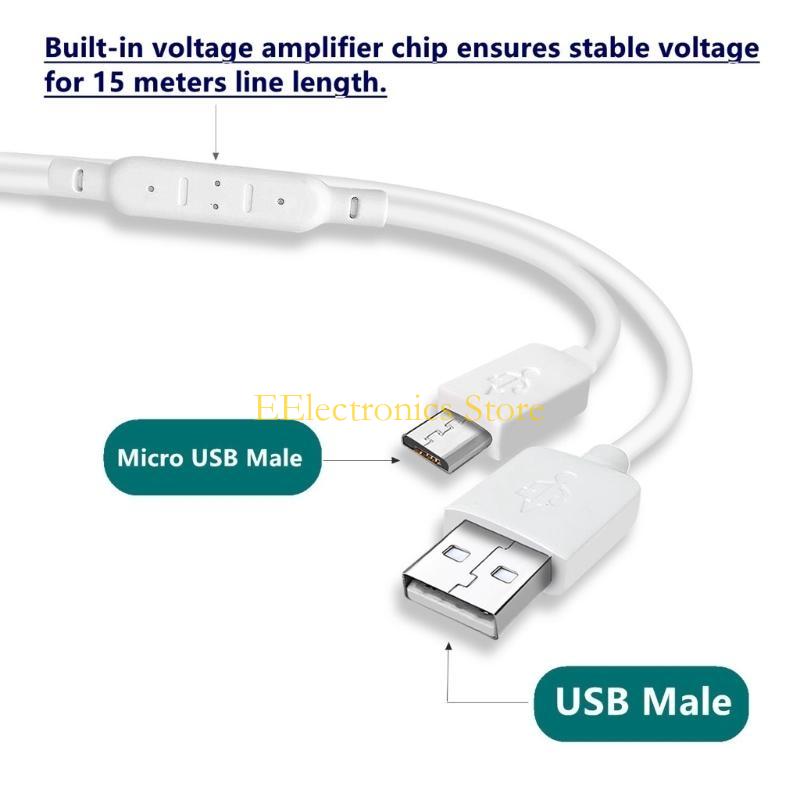B03C Сверхдлинный USB-кабель для зарядки Micro USB для термометра / камеры, длинный, прочный провод 1000 см / 1500 см