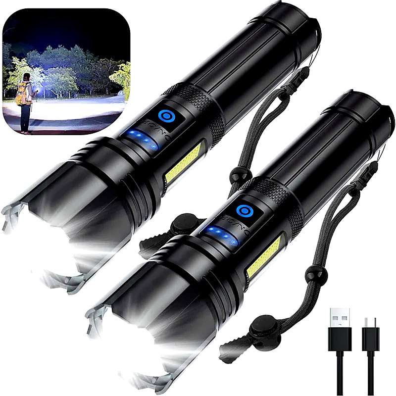 Rechargeable XHP90 Led Flashlight 1000 High Lumens High Light Waterproof Zoomable 7 Mode Camping Emergencies Flashlights