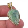 Natural Tibetan Turquoise Gemstone 925 Solid Silver Two Tone Pendant 1.50" Y7z47