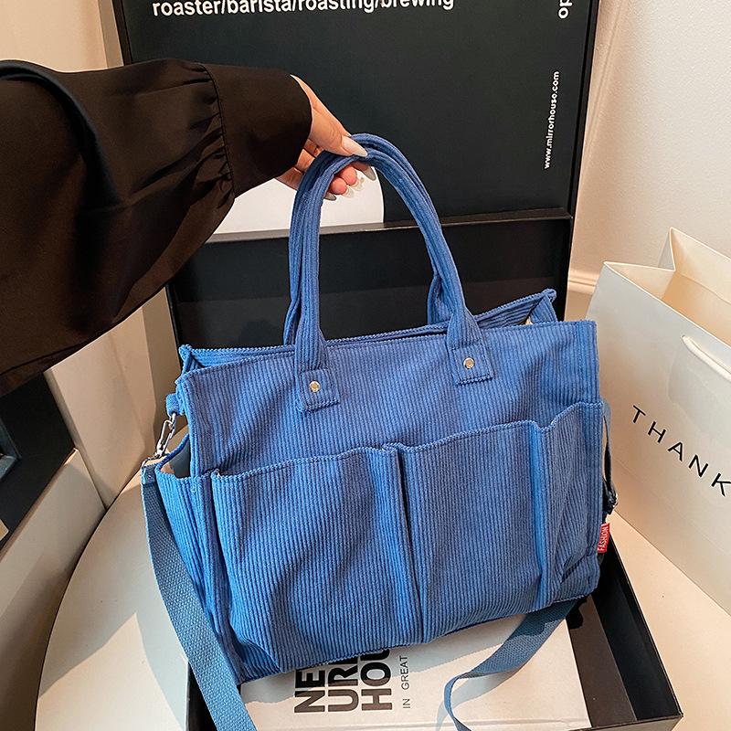 Повседневная простая наплечная сумка-тоут, сумка-мессенджер, женская вельветовая сумка большой вместимости, женская новая сумочка