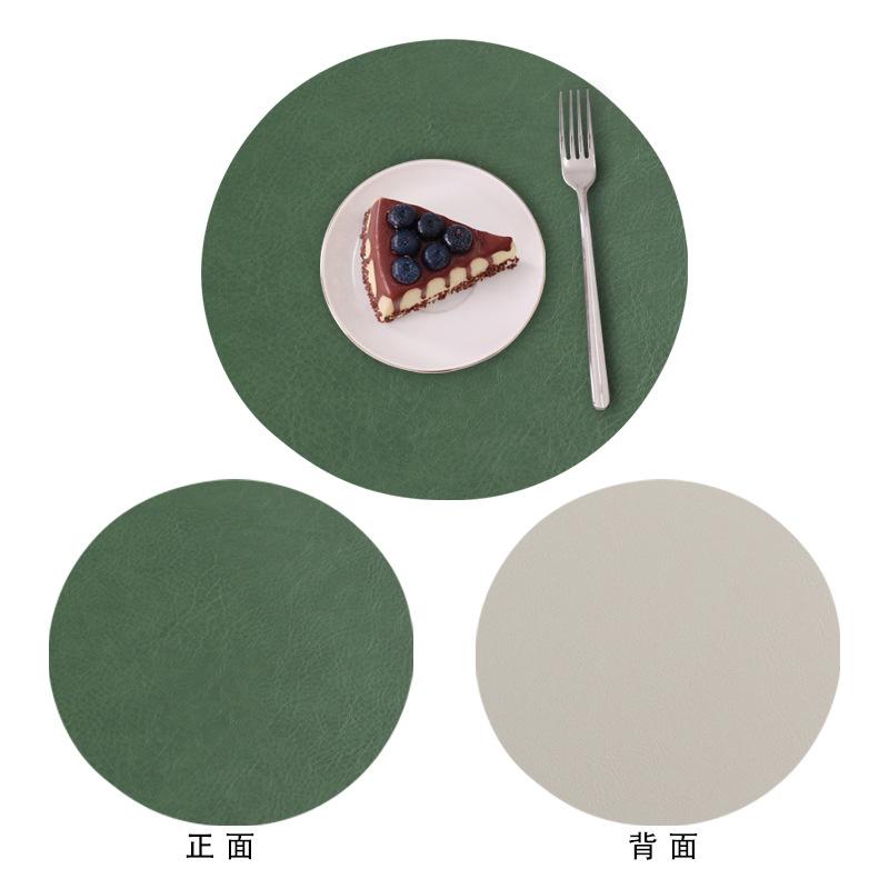 High temperature resistant table mat Modern simple wind-shaped round leather western dining mat Thermal insulation Waterproof double-sided anti