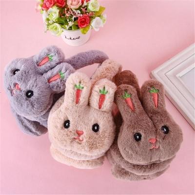 Мультяшная детская повязка на голову Kawaii, зимняя теплая повязка на ухо с кроликом, плюшевая толстая мягкая регулируемая повязка на ухо, аксессуары для девочки