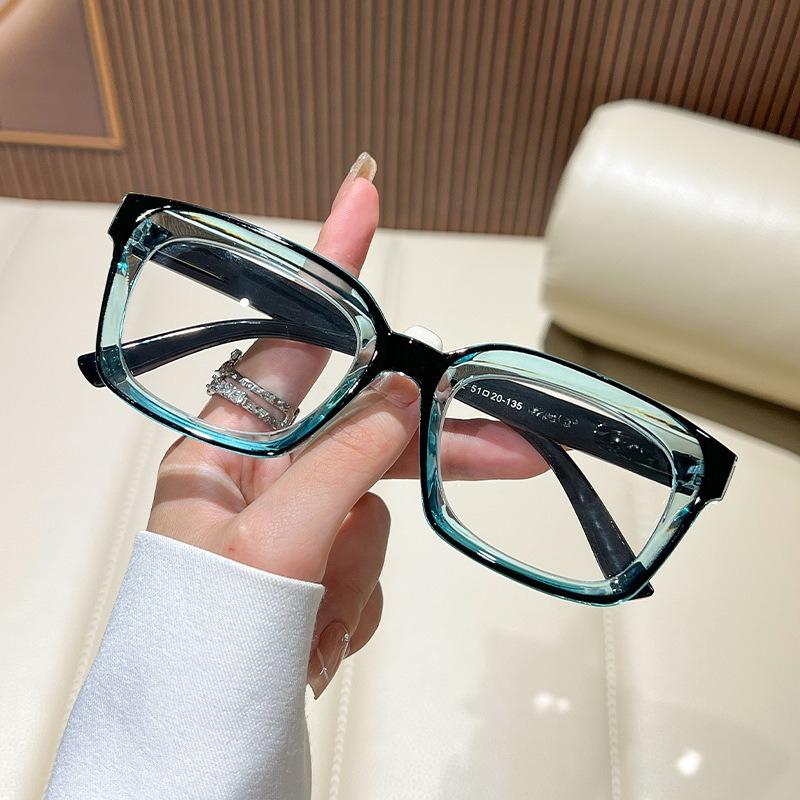 Anti Blue Light Reading Glasses Women Trendy Transparent Large Frame Far Sighted Eyeglasses