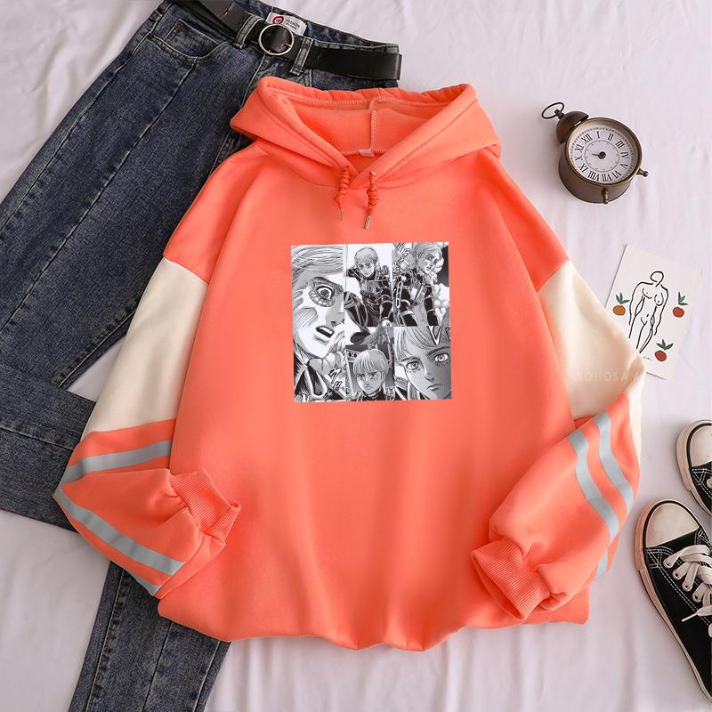 Harajuku Japan Anime Attack On Titan Manga Hoodies Women Funny Cartoon Comics Korean Fashion Aesthetic Patchwork Sweatshirt Male