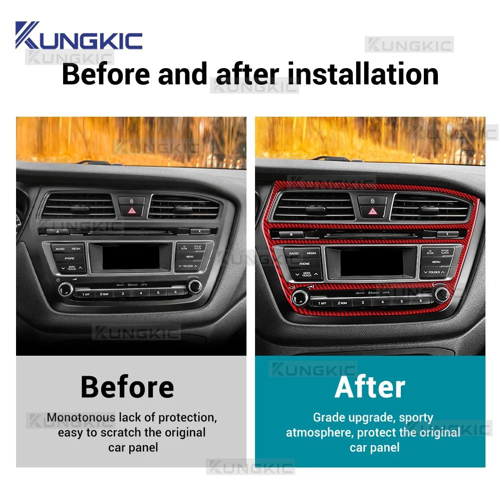 Real Soft Carbon Fiber for Hyundai i20 2015 2016 2017 2018 2019 2020 Center Console CD Panel Frame Cover LHD RHD Accessories