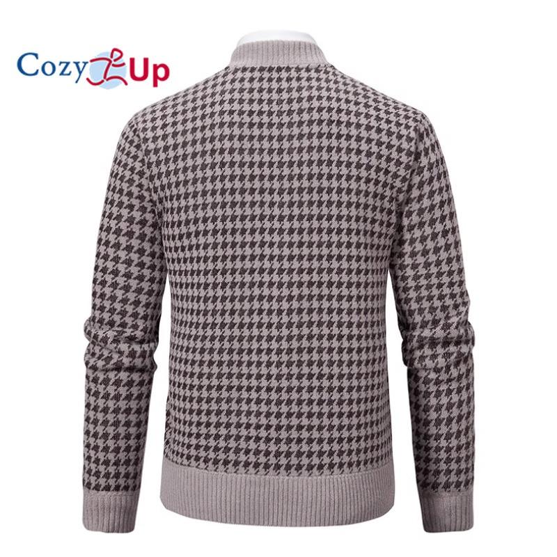 Cozy Up Клетчатый свитер с длинным рукавом вязаный повседневный деловой утепленный теплый пальто куртка