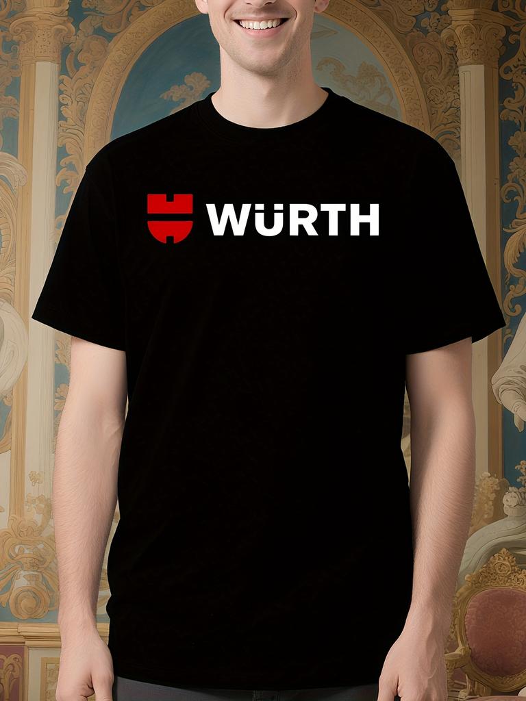Хлопковая футболка с графическим принтом Wurth - Черная с красным и бе...