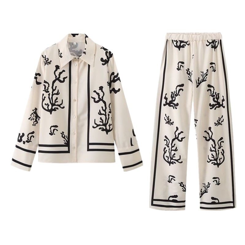 Fashion Style 2024 Spring/Summer New Arrival Female Fashion Dignified Sense of Design Easiest for Match Slim Looking Positioning Print Shirt Outfit