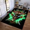 Samurai Mask Design Carpet with Green Smoke and Sword Patterns Suitable for use as an anti-slip for living room bedroom sofas