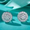 Moissanite Real 925 Silver Iced Cluster Round Hip Hop Out Big Mens Stud Earrings