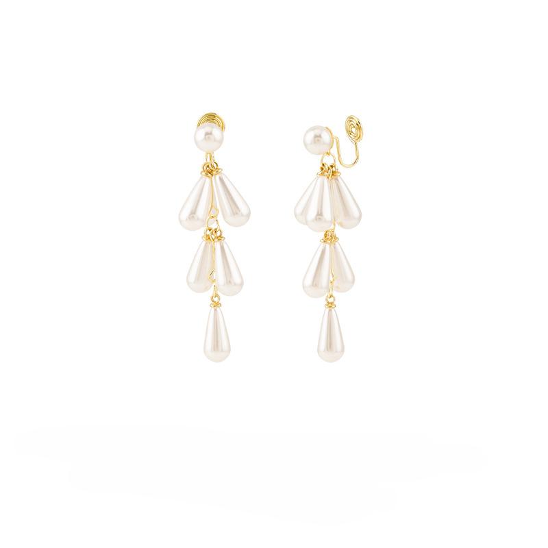 Роскошные длинные серьги с искусственным жемчугом для женщин, модные элегантные противомоскитные спирали без пирсинга, зажим для ушей