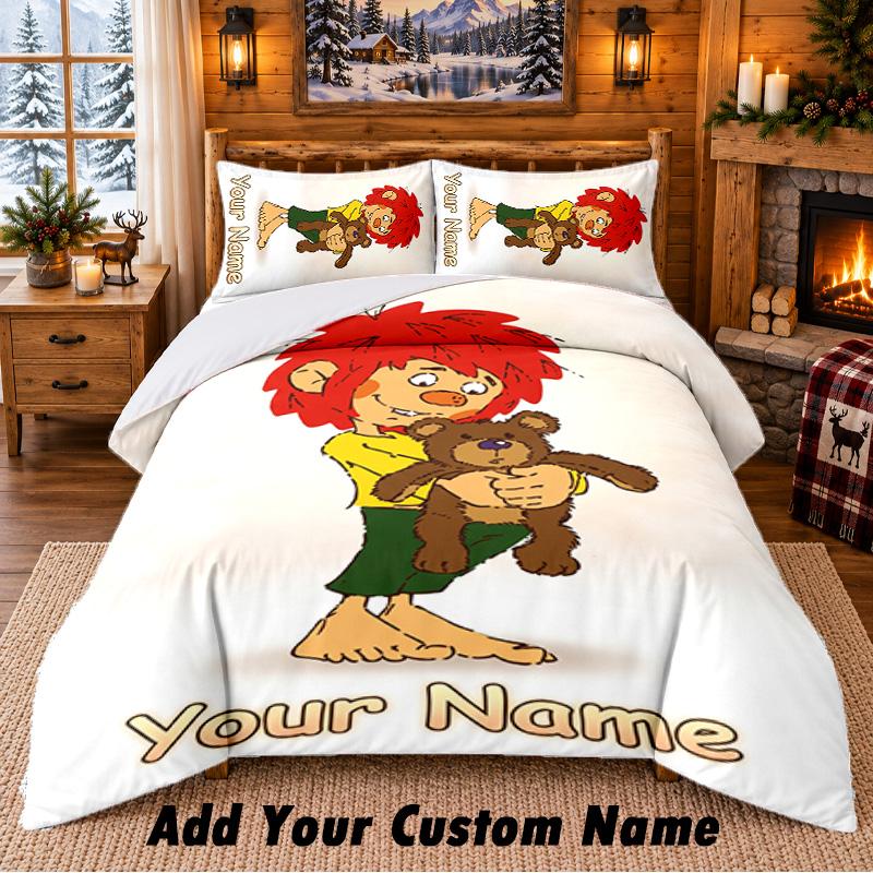 Pumuckl Custom Name 3Pcs Bedding Set 1 Bed Sheet 2 Pillowcases Bedroom Home Decor