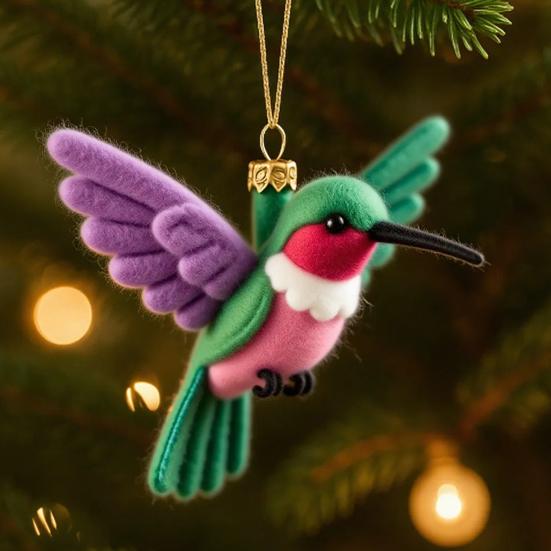 Colorful Hummingbird Christmas Ornament Xmas Tree Car Rearview Mirror Acrylic Hanging Bird Shape Decoration Holiday Party Pendant