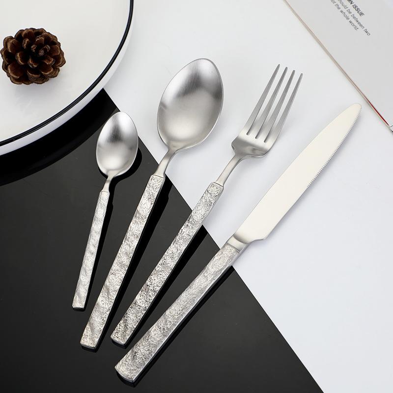 4pcs Tableware Set Stainless Steel Dinnerware Steak Knife Fork Coffee Spoon Teaspoon Flatware Dishwasher Safe Kitchen Tablewar