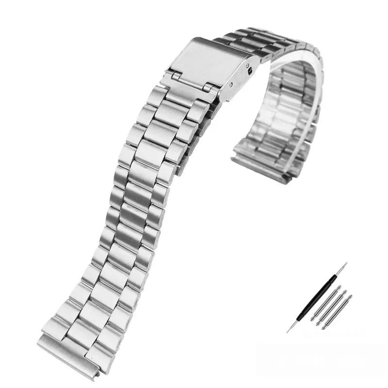 Для Casio A158 / A159 / A168 /A169 /B650 /AQ230/ 700 Классический Маленький Квадратный Серебристый Блок Металлический Ремешок Тонкая Сталь Браслет 18мм
