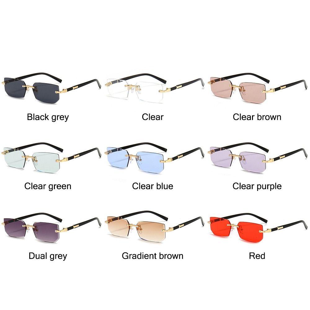 UV400 Protection Frameless Sun Glasses Y2K Eyewear Rimless Rectangle Sunglasses for Women & Men