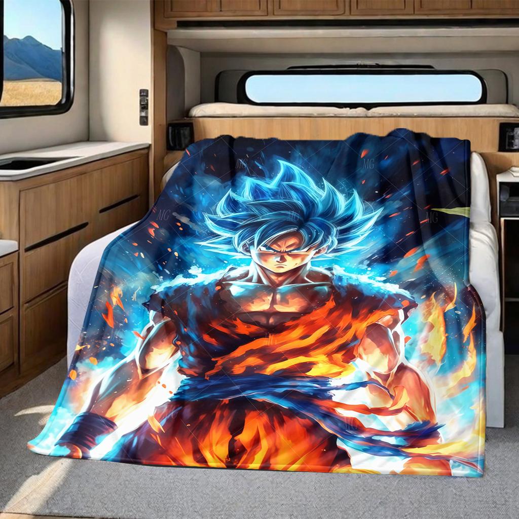 1 шт. Фланелевое одеяло с принтом Dragon Ball Super, Высокое качество, Для всех сезонов, Декор для дома, Тепло и уют, Идеально для рождественских подарков