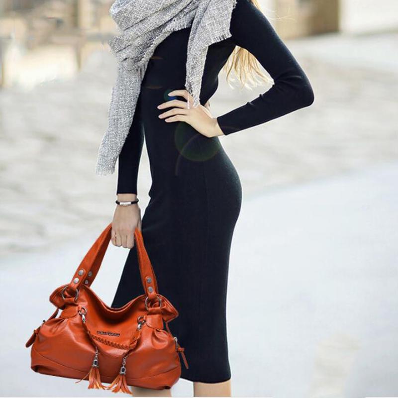 Yogodlns Women PU Leather Tassel Handbags Shoulder Bag Big Tote Purse New Fashion Messenger Bags